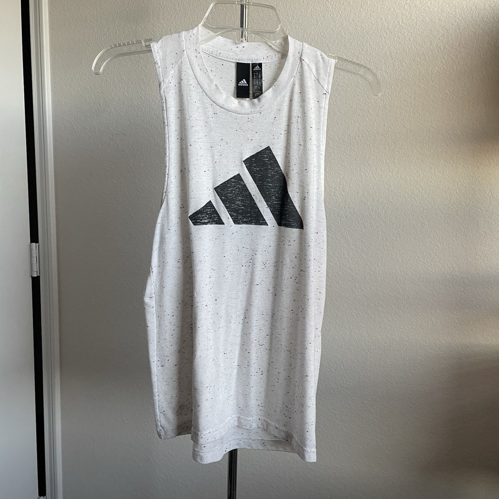 Adidas Women's M‎ Athletic Tank Polka Dots White Gym Casual Running Workout Fit